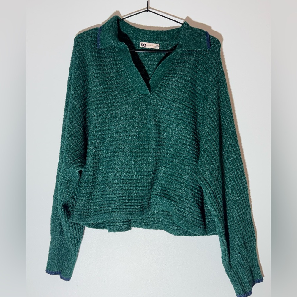 SO Green V-Neck Sweater